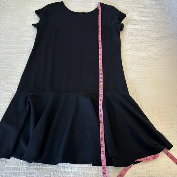 Vintage 80’s black Sz 12 Drop Waist Shift Dress Peplum by Stuart Alan - Picture 6 of 9